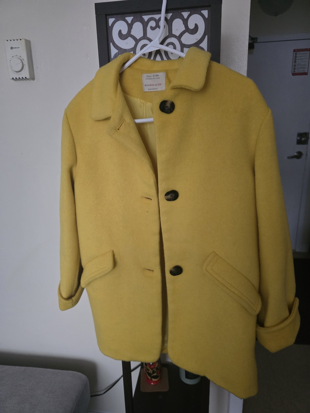 Yellow Wool Blend Coat - Girls